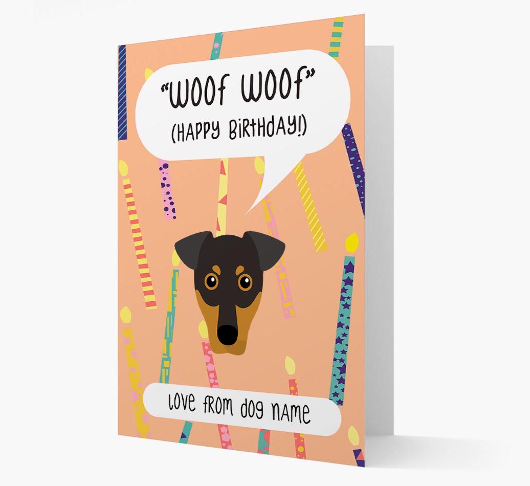 Personalized 'Woof Woof' Birthday Card with {breedFullName} Icon
