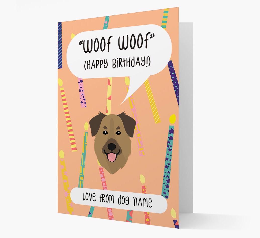 Personalized 'Woof Woof' Birthday Card with {breedFullName} Icon