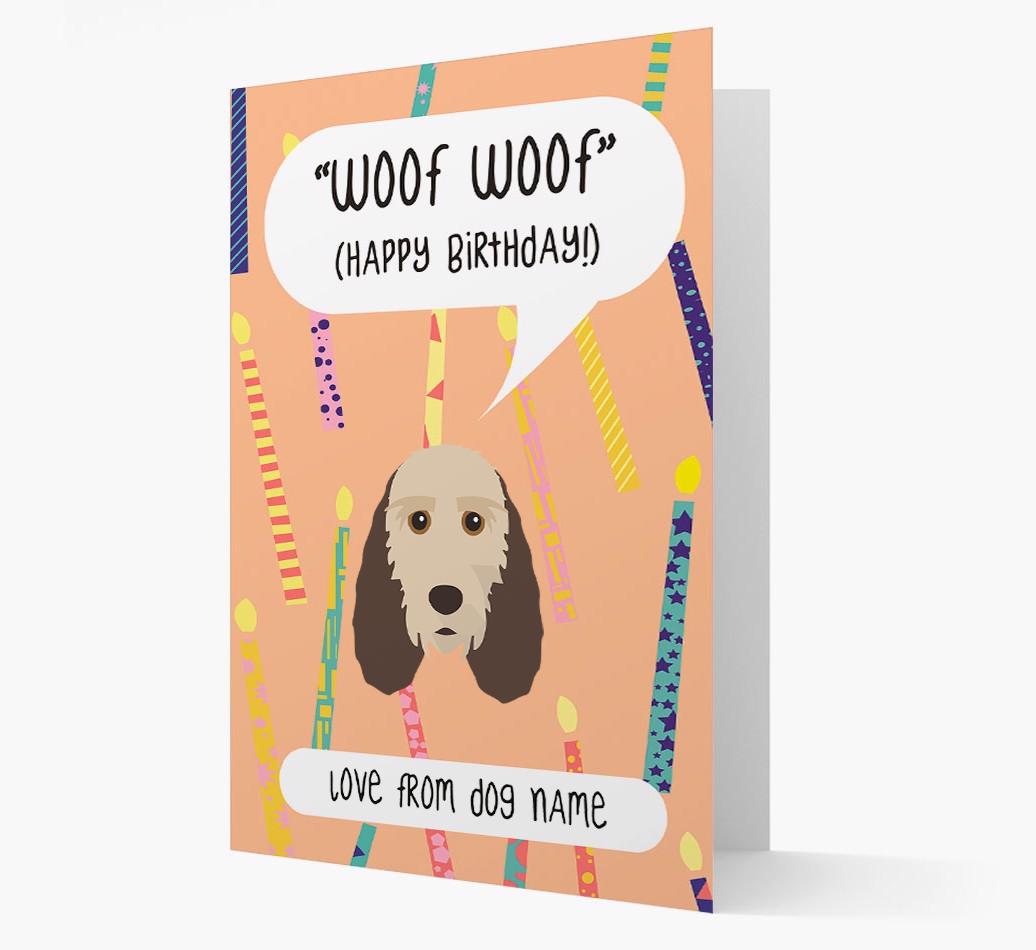 Personalized 'Woof Woof' Birthday Card with {breedFullName} Icon