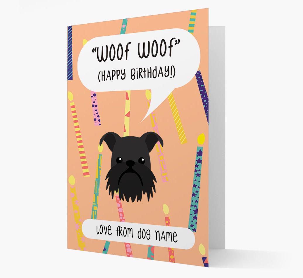 Personalized 'Woof Woof' Birthday Card with {breedFullName} Icon