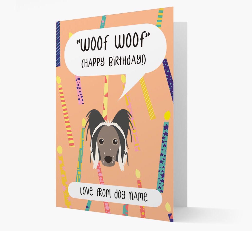 Personalized 'Woof Woof' Birthday Card with {breedFullName} Icon