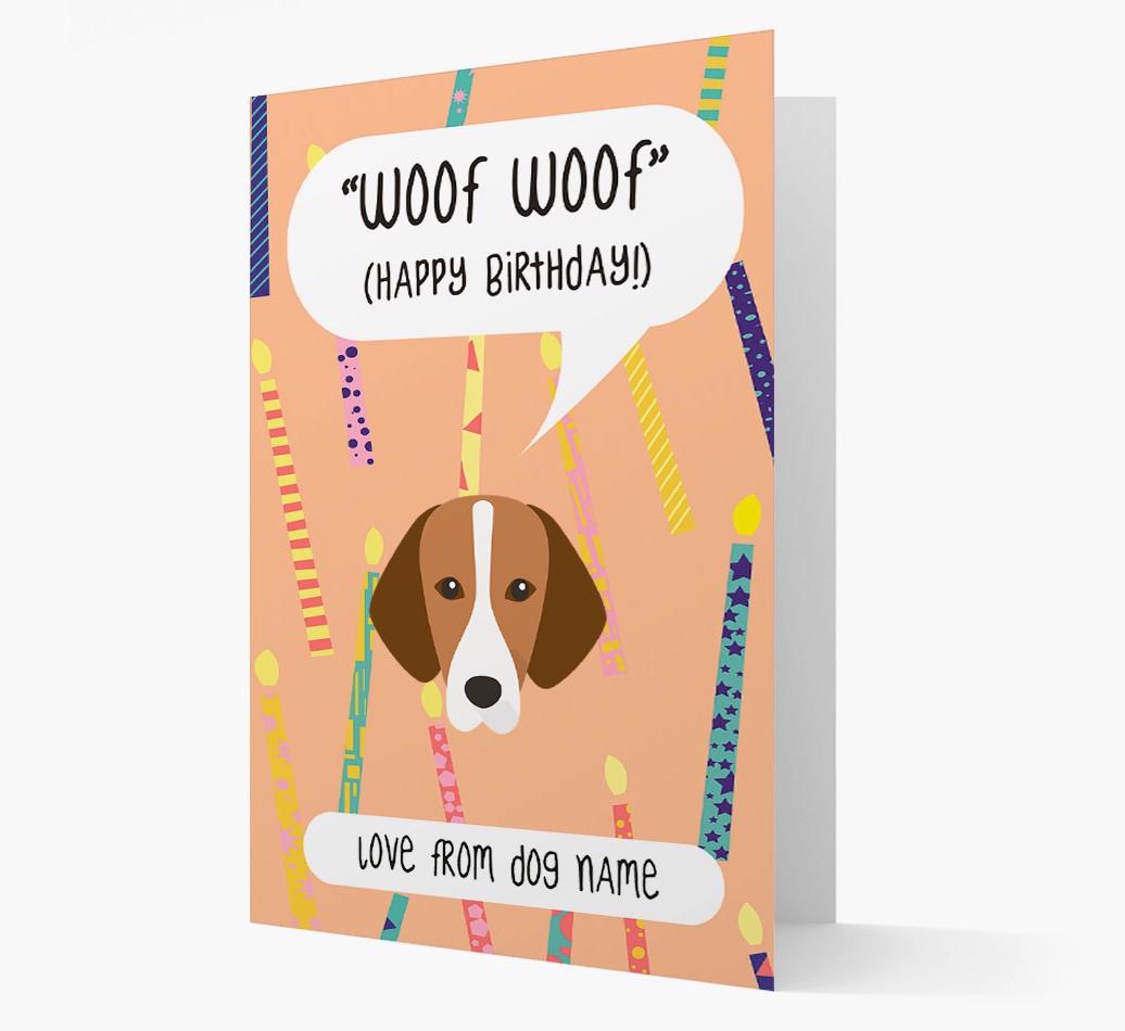 Personalized 'Woof Woof' Birthday Card with {breedFullName} Icon