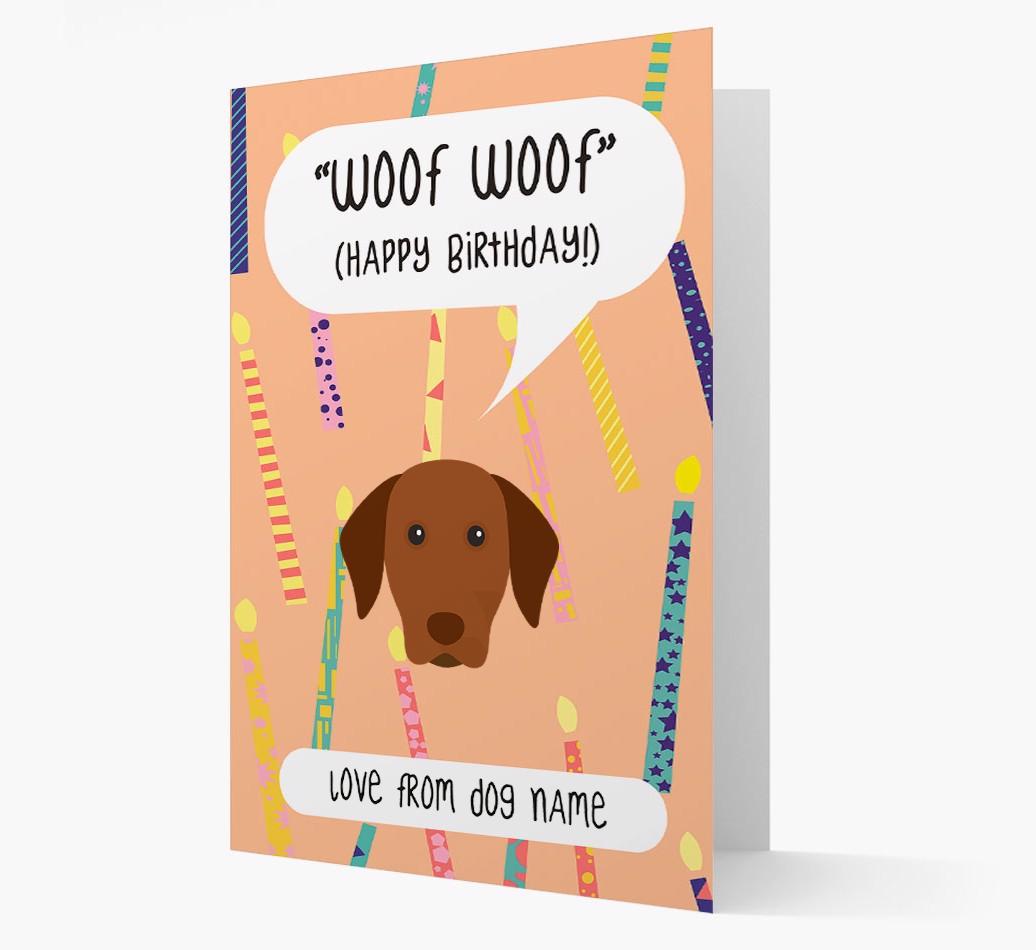 Personalised 'Woof Woof' Birthday Card with {breedFullName} Icon