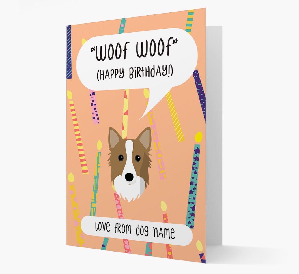 Personalized 'Woof Woof' Birthday Card with {breedFullName} Icon