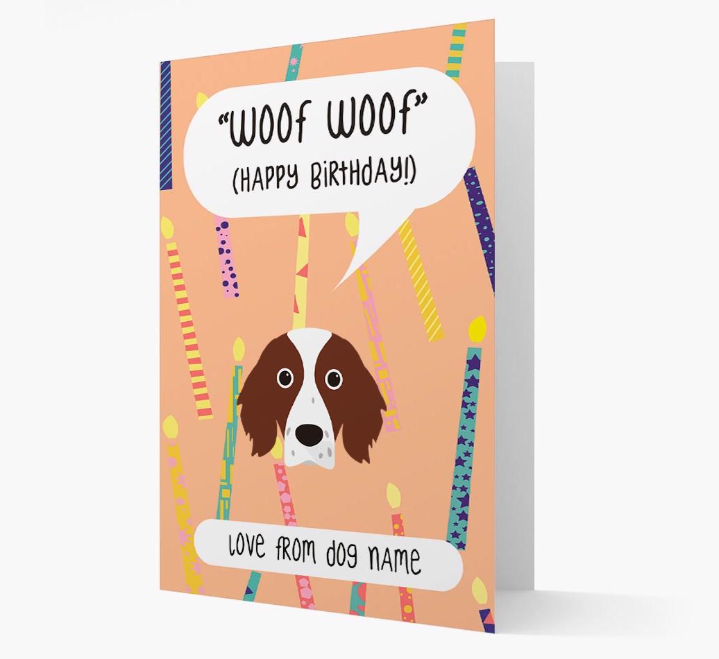 Personalized 'Woof Woof' Birthday Card with {breedFullName} Icon