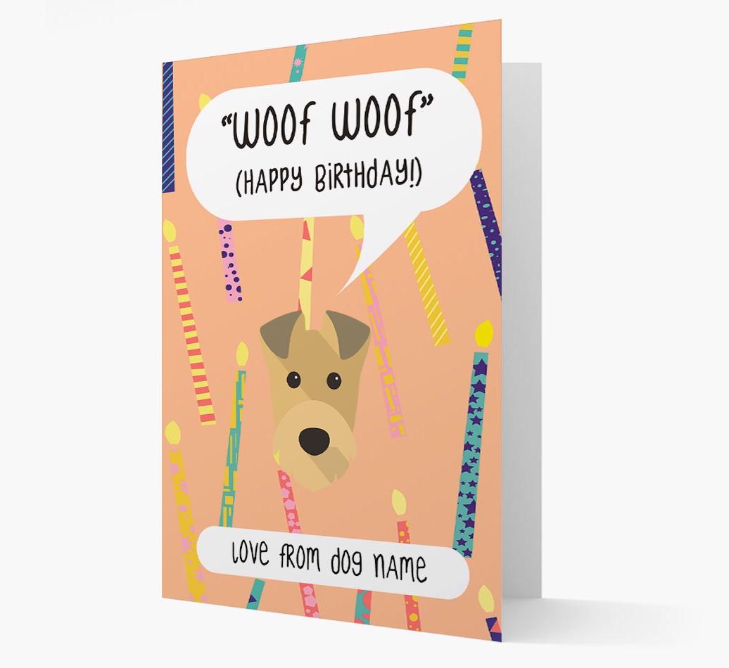 Personalized 'Woof Woof' Birthday Card with {breedFullName} Icon