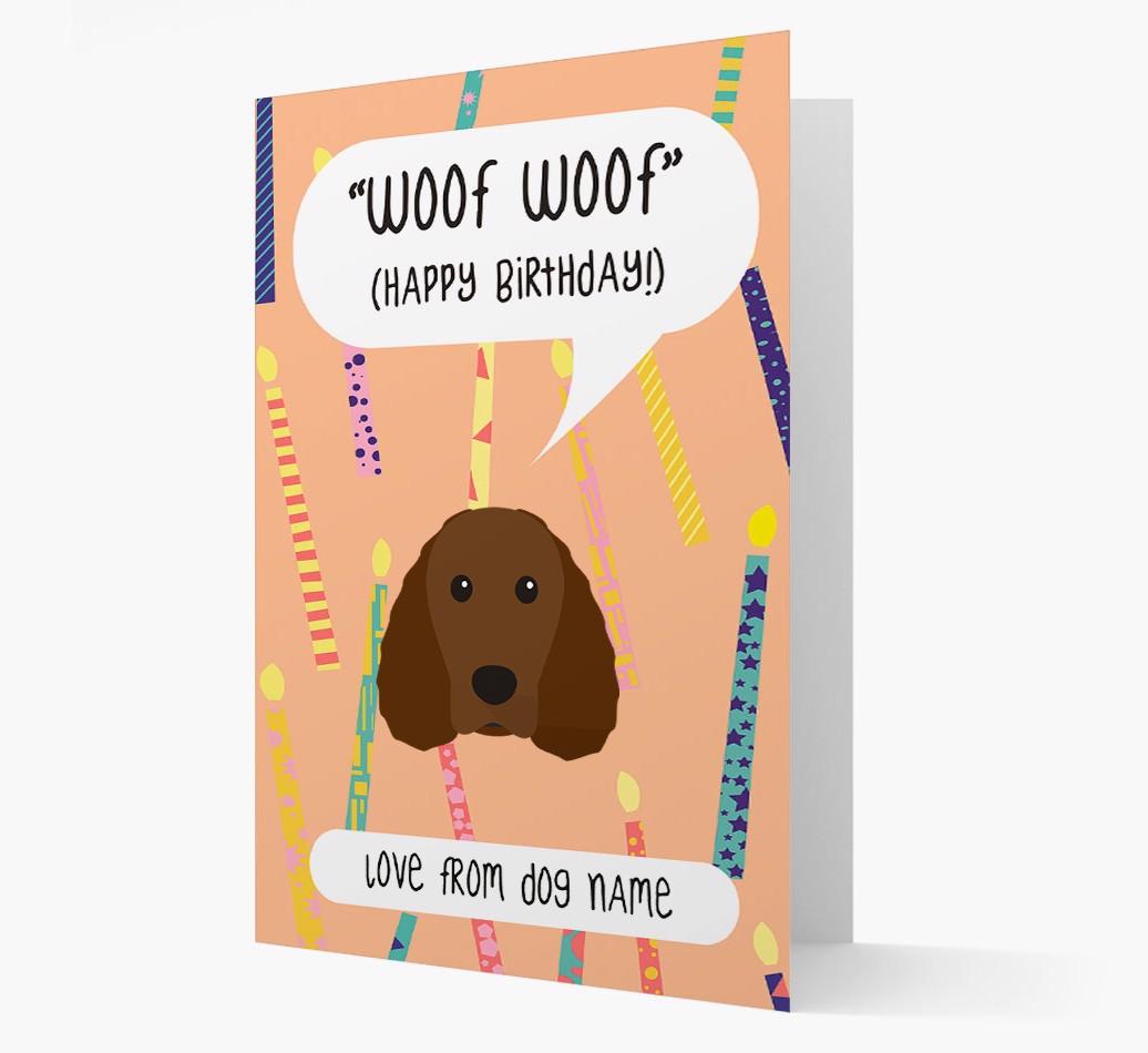 Personalized 'Woof Woof' Birthday Card with {breedFullName} Icon