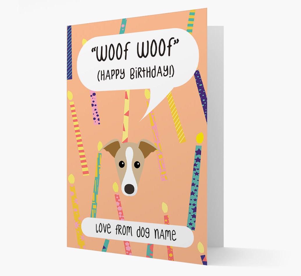 Personalized 'Woof Woof' Birthday Card with {breedFullName} Icon