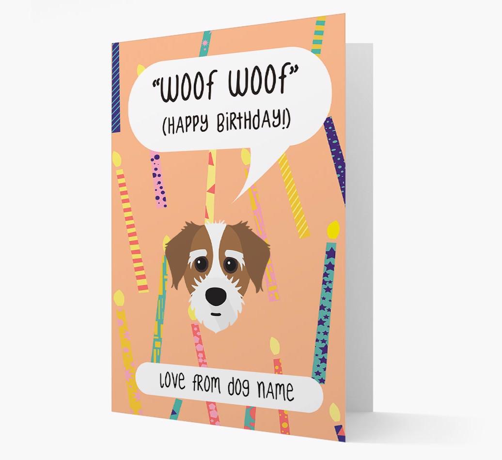 Personalized 'Woof Woof' Birthday Card with {breedFullName} Icon