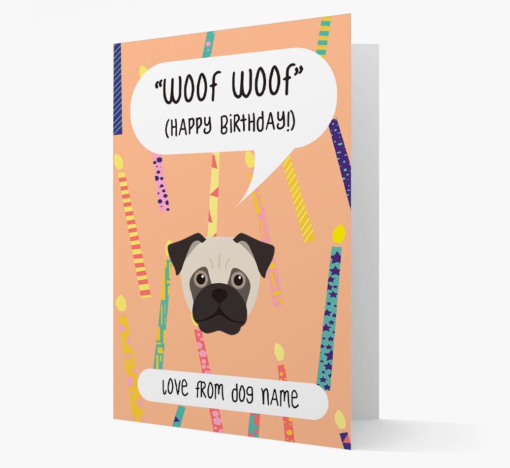 Personalized 'Woof Woof' Birthday Card with {breedFullName} Icon