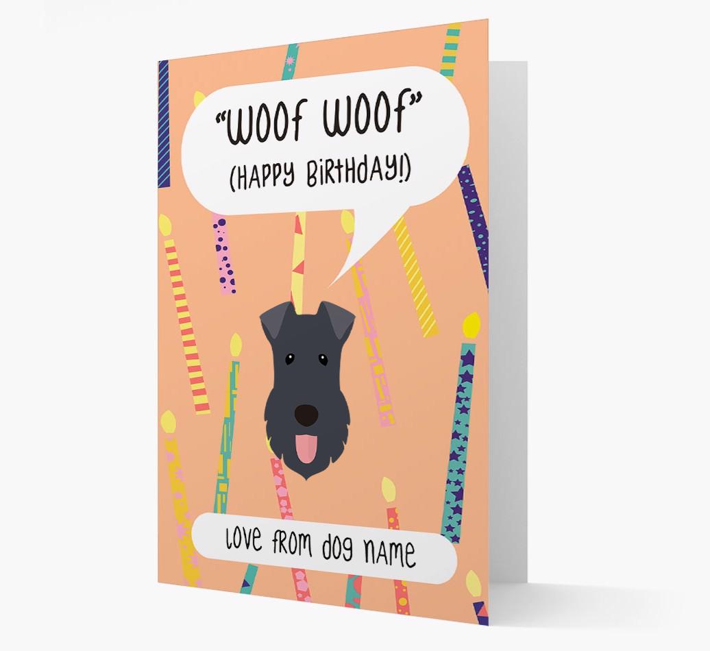 Personalized 'Woof Woof' Birthday Card with {breedFullName} Icon