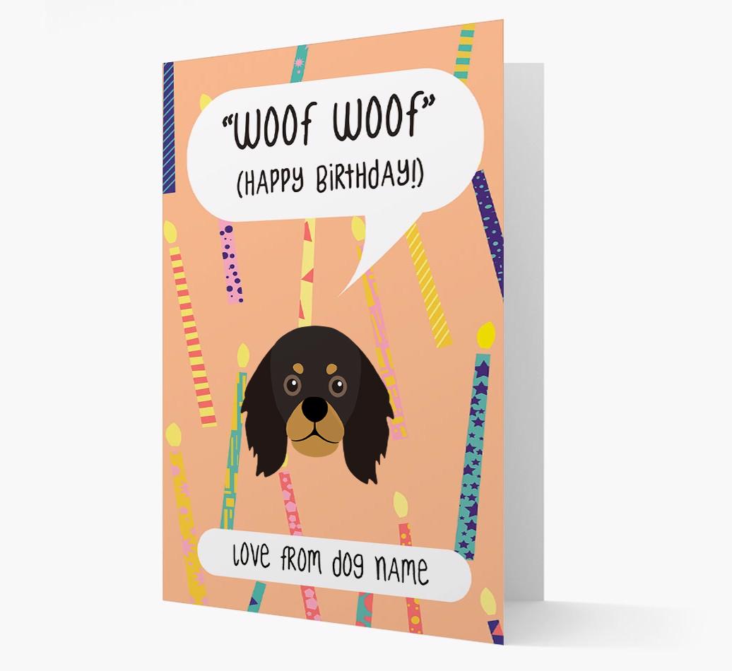 Personalized 'Woof Woof' Birthday Card with {breedFullName} Icon