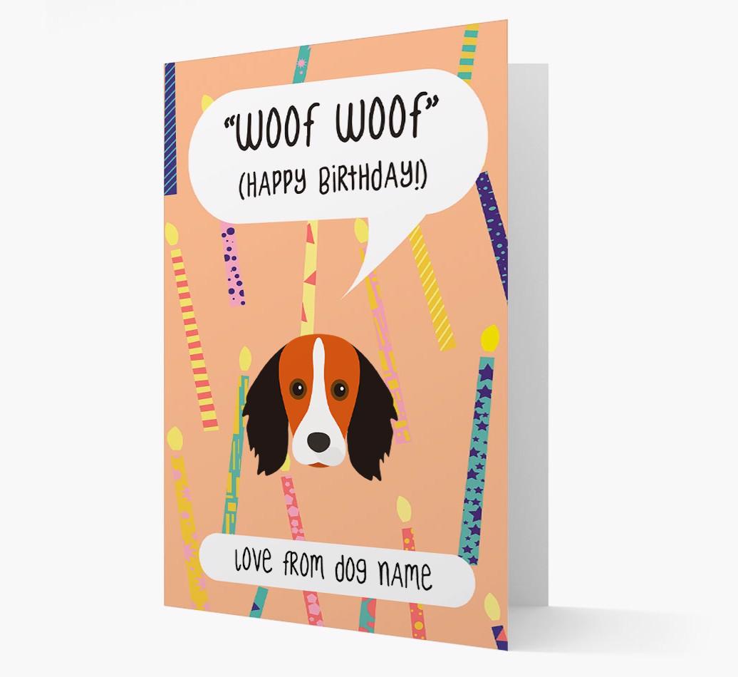 Personalized 'Woof Woof' Birthday Card with {breedFullName} Icon
