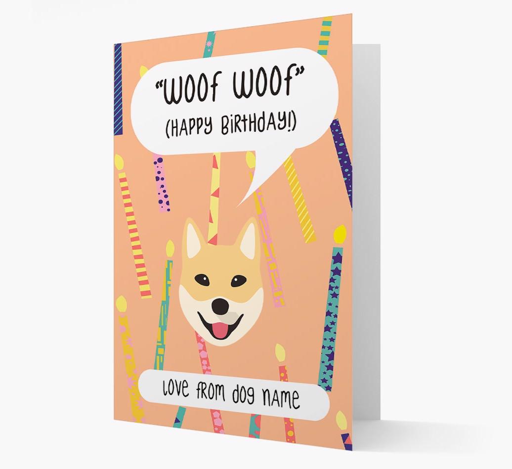 Personalized 'Woof Woof' Birthday Card with {breedFullName} Icon