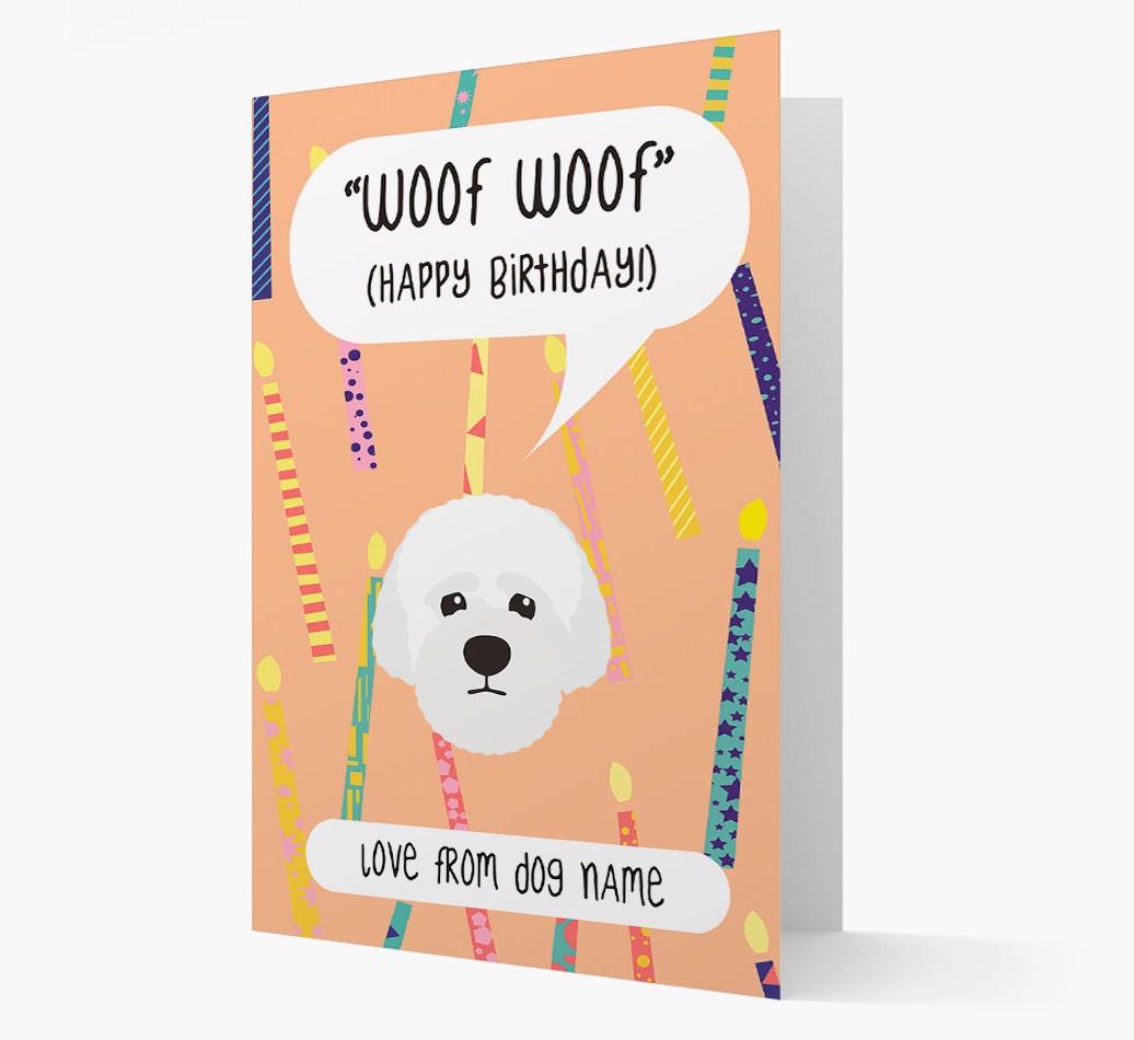 Personalized 'Woof Woof' Birthday Card with {breedFullName} Icon
