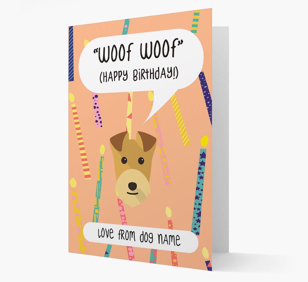 Personalized 'Woof Woof' Birthday Card with {breedFullName} Icon