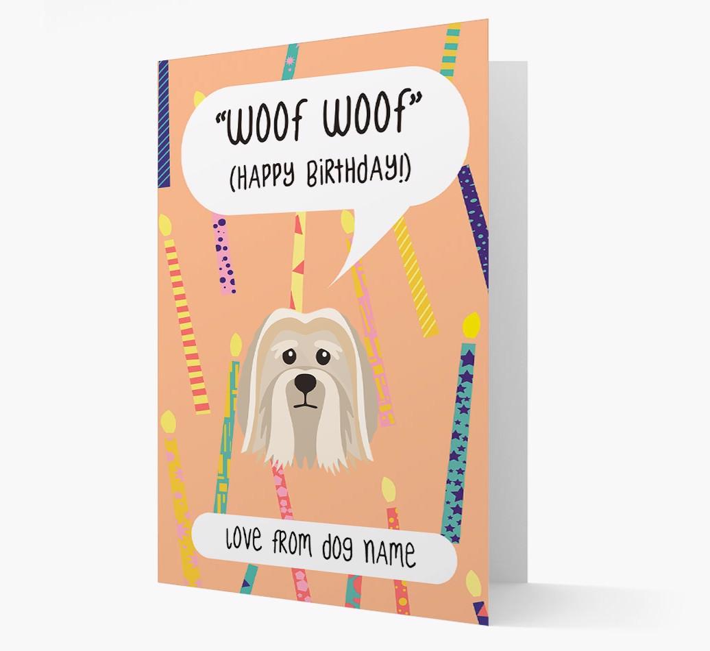 Personalized 'Woof Woof' Birthday Card with {breedFullName} Icon