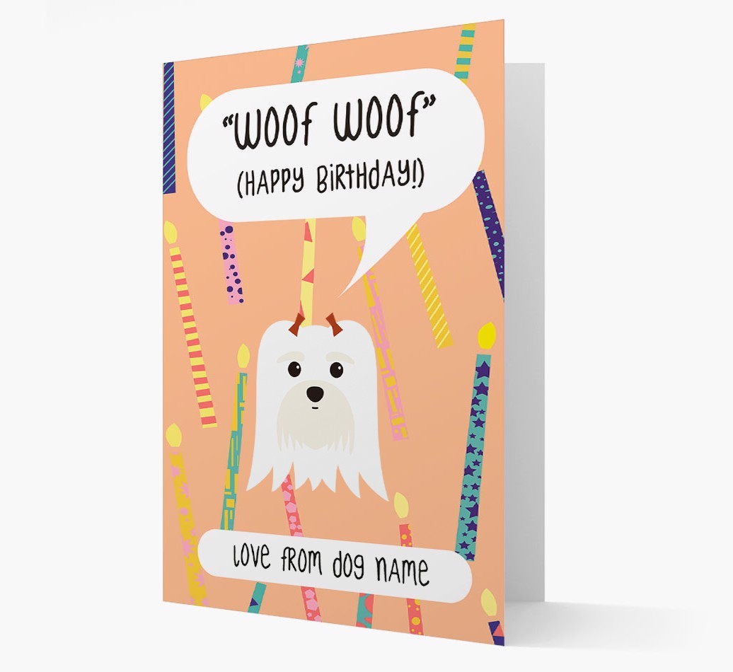 Personalized 'Woof Woof' Birthday Card with {breedFullName} Icon