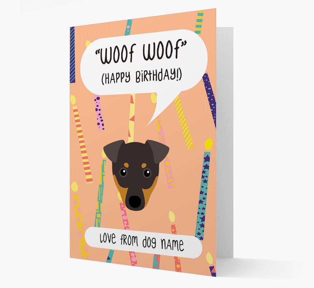 Personalized 'Woof Woof' Birthday Card with {breedFullName} Icon