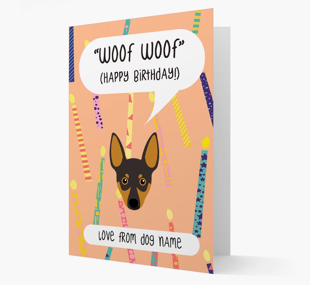 Personalized 'Woof Woof' Birthday Card with {breedFullName} Icon