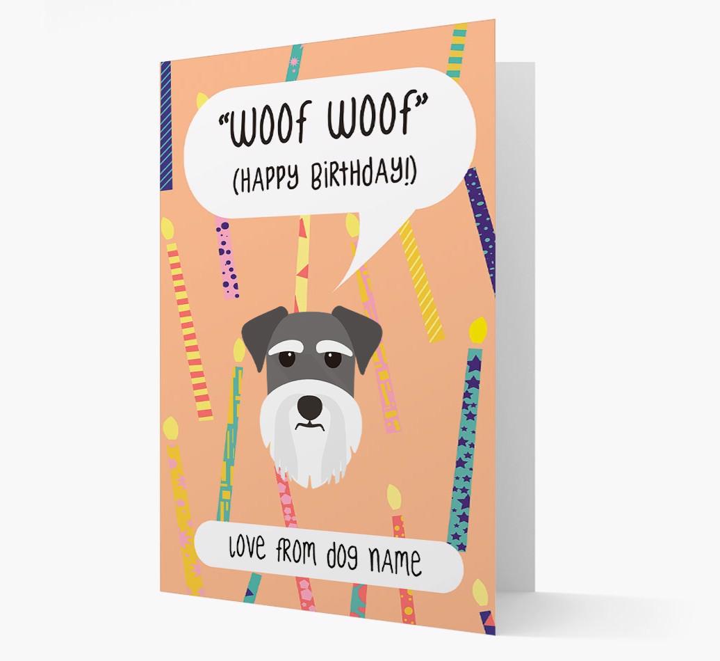 Personalized 'Woof Woof' Birthday Card with {breedFullName} Icon