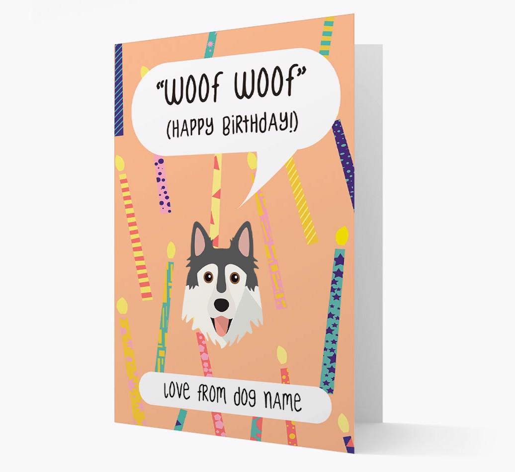 Personalized 'Woof Woof' Birthday Card with {breedFullName} Icon