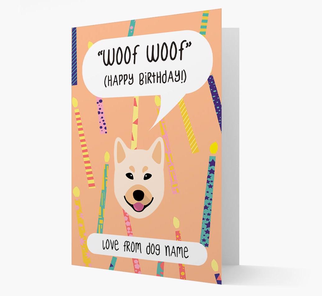 Personalized 'Woof Woof' Birthday Card with {breedFullName} Icon