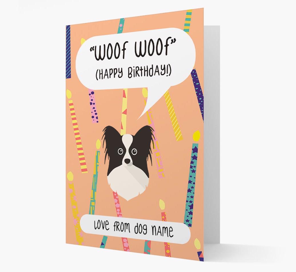 Personalized 'Woof Woof' Birthday Card with {breedFullName} Icon