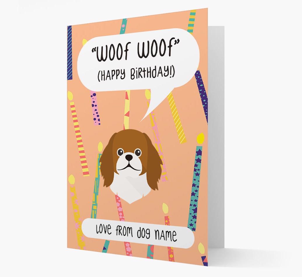 Personalized 'Woof Woof' Birthday Card with {breedFullName} Icon