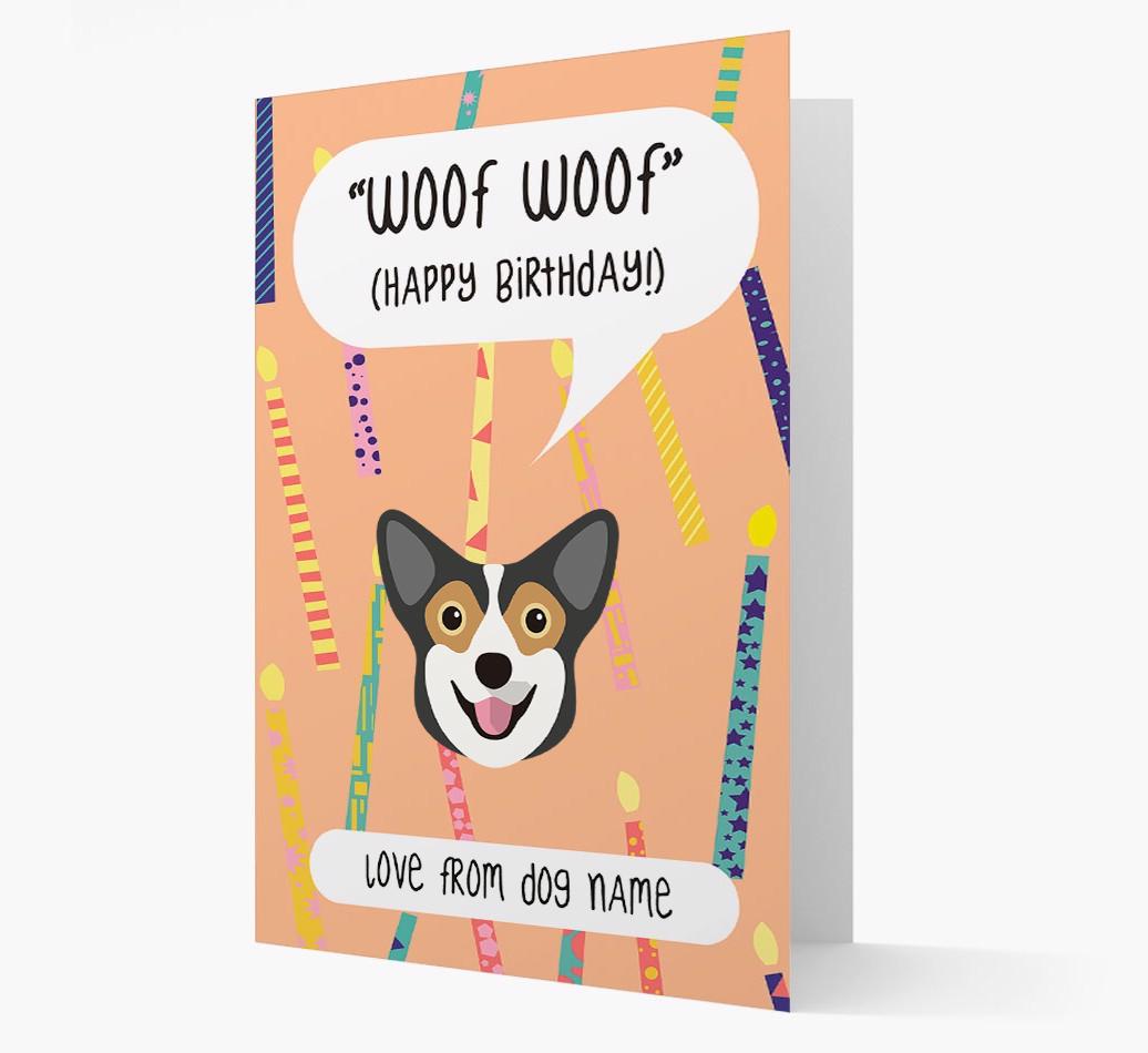 Personalized 'Woof Woof' Birthday Card with {breedFullName} Icon