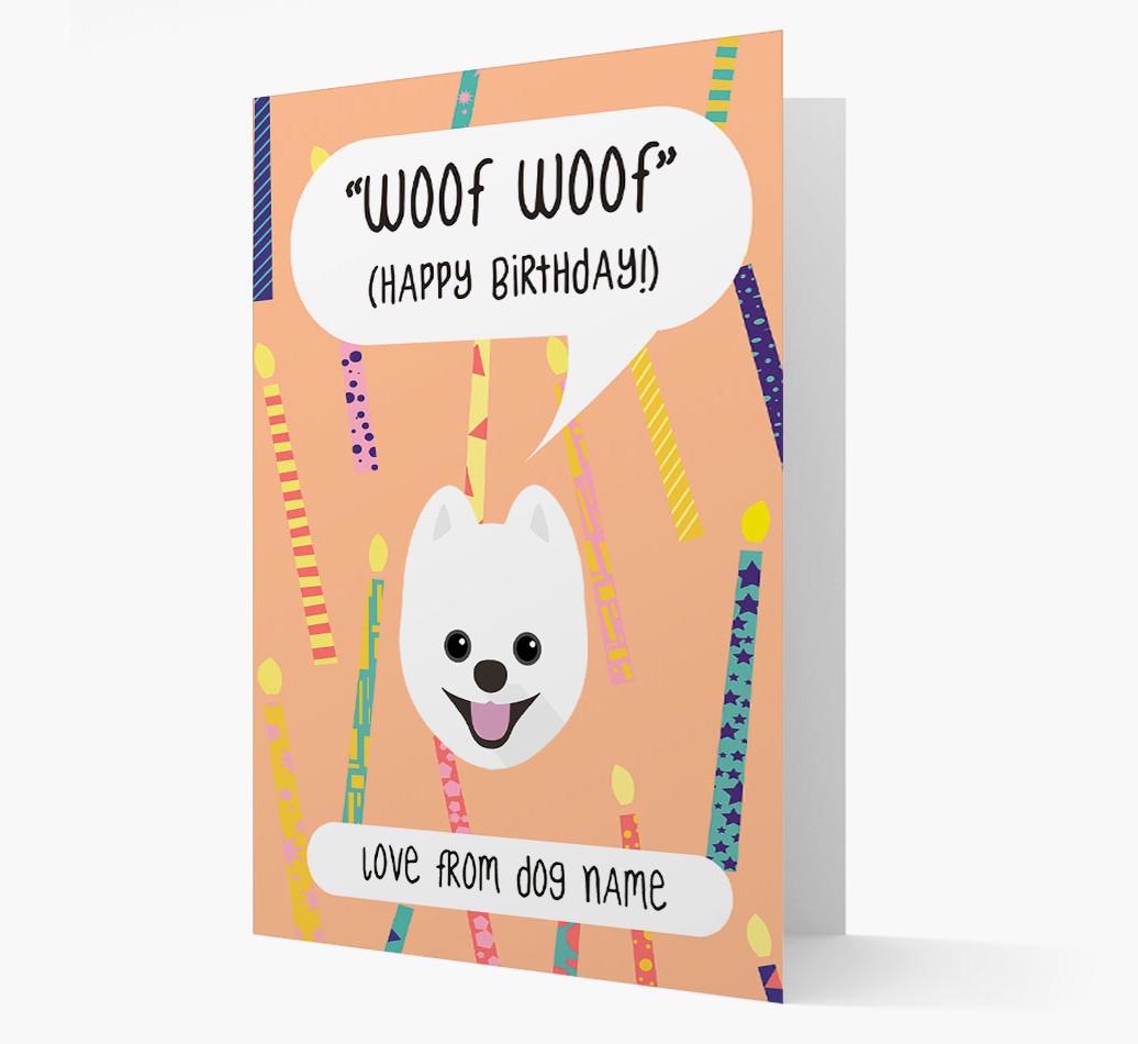 Personalized 'Woof Woof' Birthday Card with {breedFullName} Icon