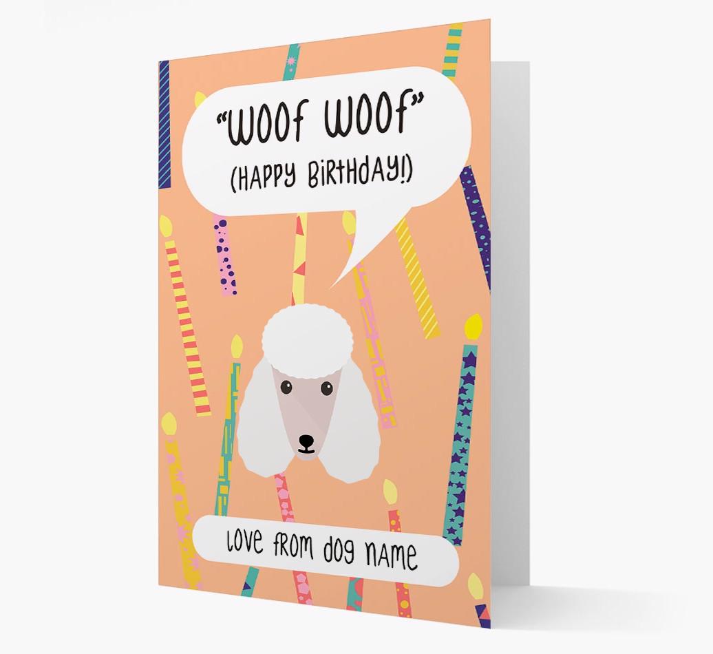 Personalized 'Woof Woof' Birthday Card with {breedFullName} Icon