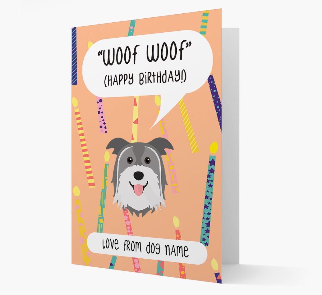 Personalized 'Woof Woof' Birthday Card with {breedFullName} Icon