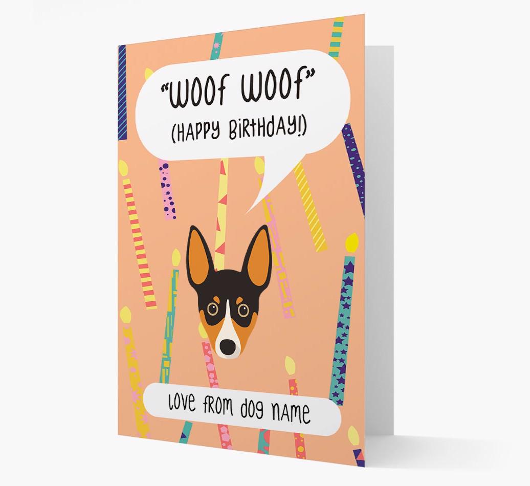 Personalized 'Woof Woof' Birthday Card with {breedFullName} Icon
