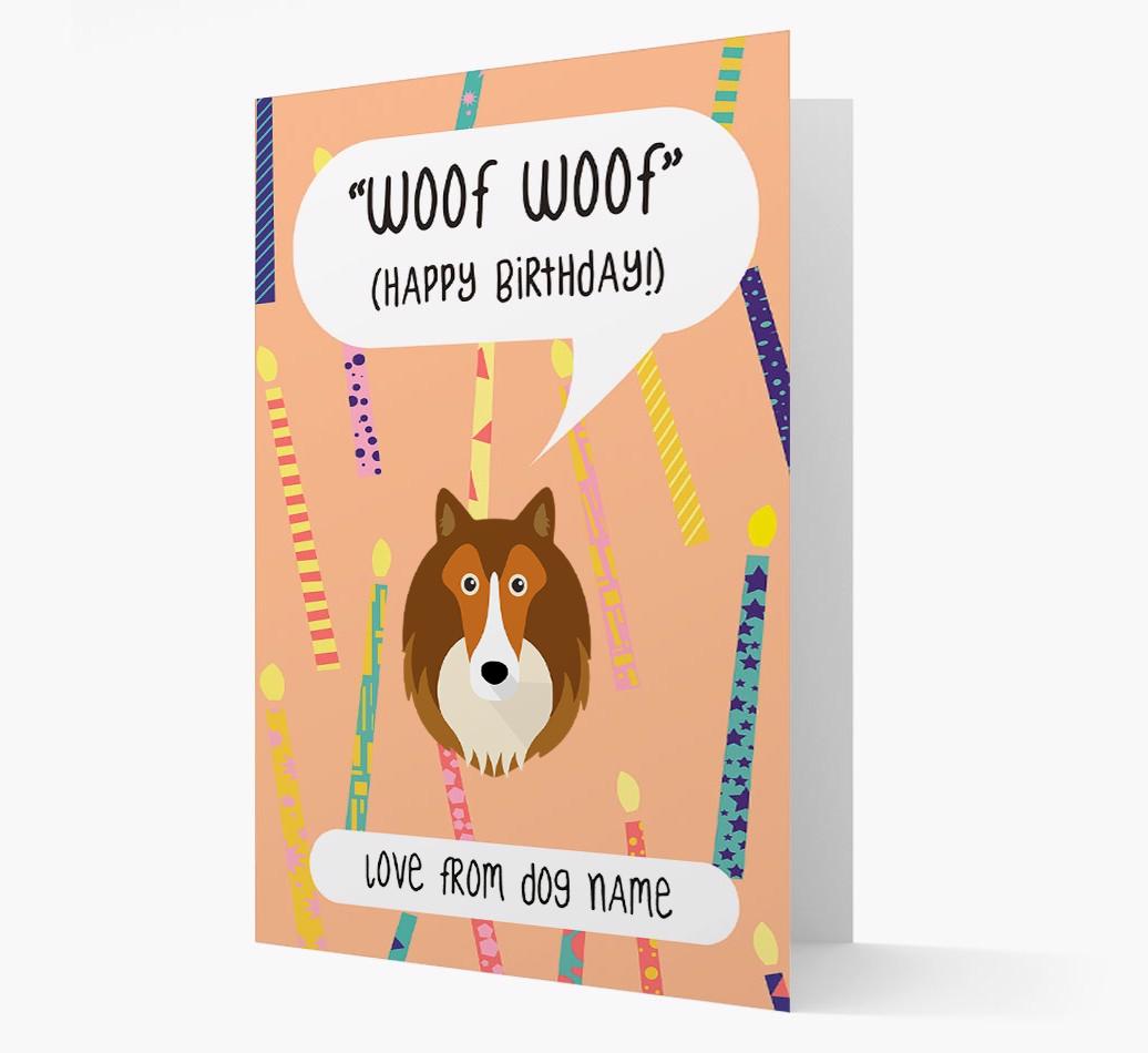 Personalized 'Woof Woof' Birthday Card with {breedFullName} Icon