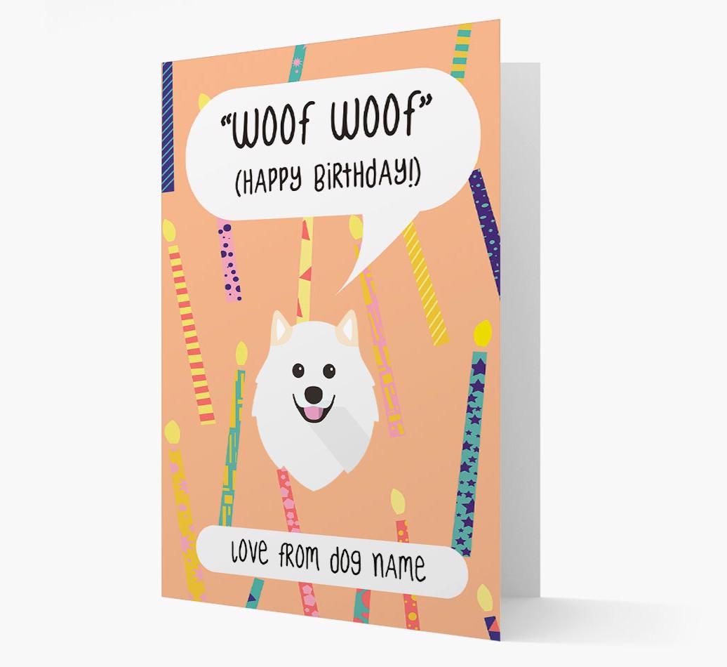 Personalized 'Woof Woof' Birthday Card with {breedFullName} Icon