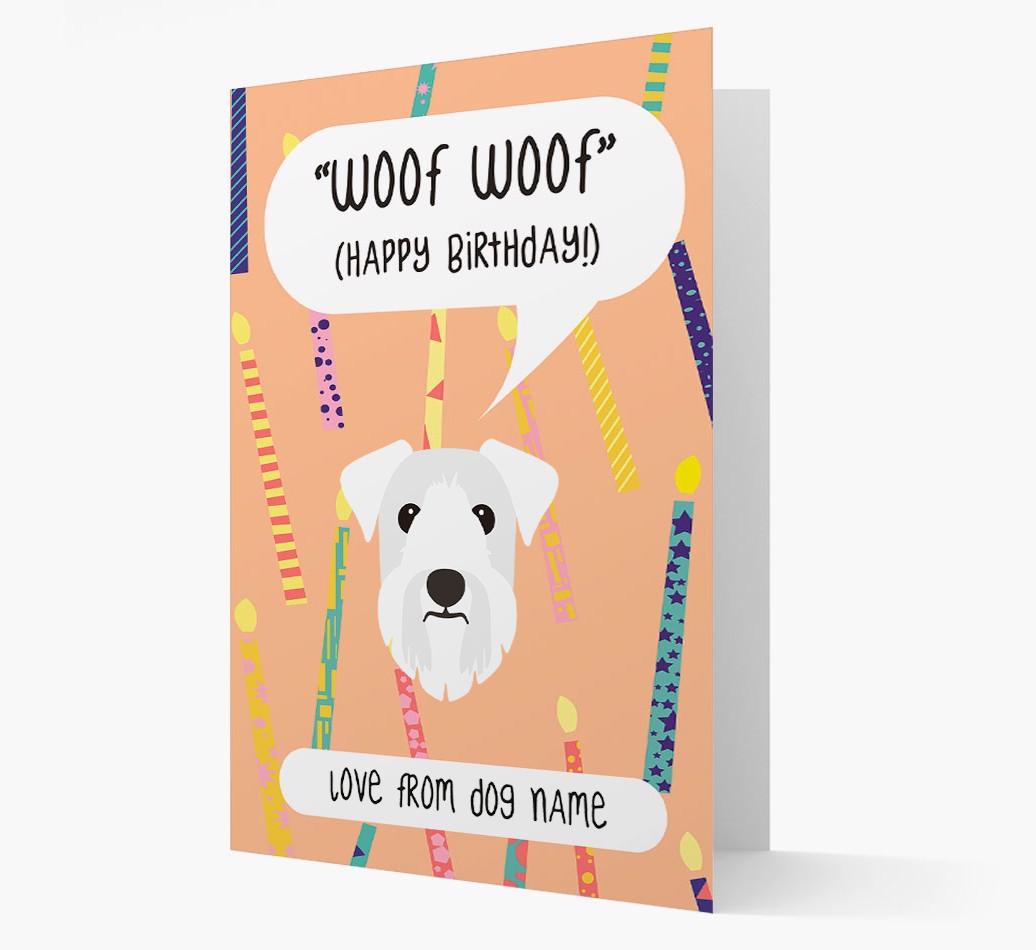Personalized 'Woof Woof' Birthday Card with {breedFullName} Icon