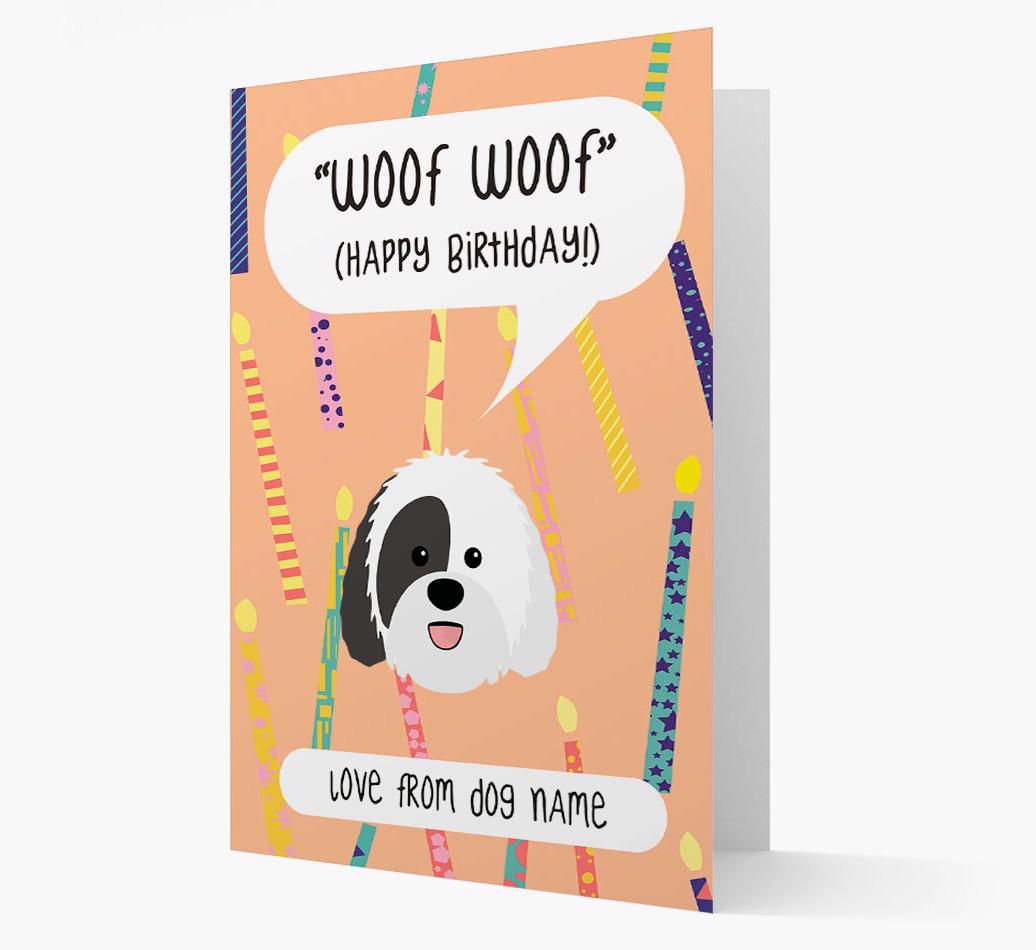 Personalized 'Woof Woof' Birthday Card with {breedFullName} Icon