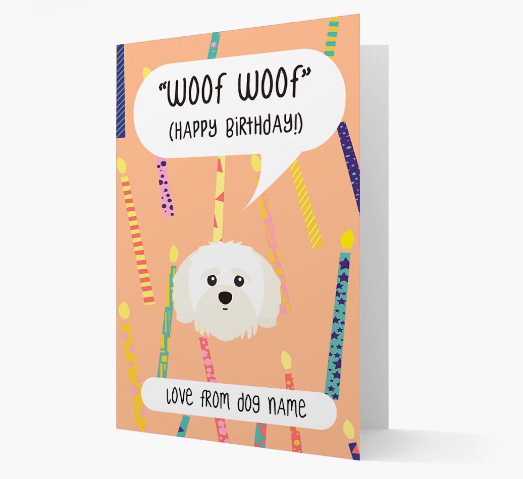 Personalized 'Woof Woof' Birthday Card with {breedFullName} Icon