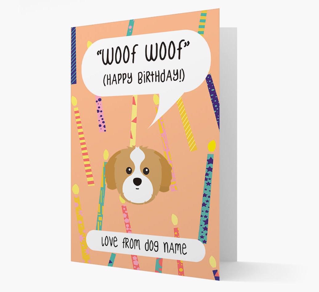 Personalized 'Woof Woof' Birthday Card with {breedFullName} Icon