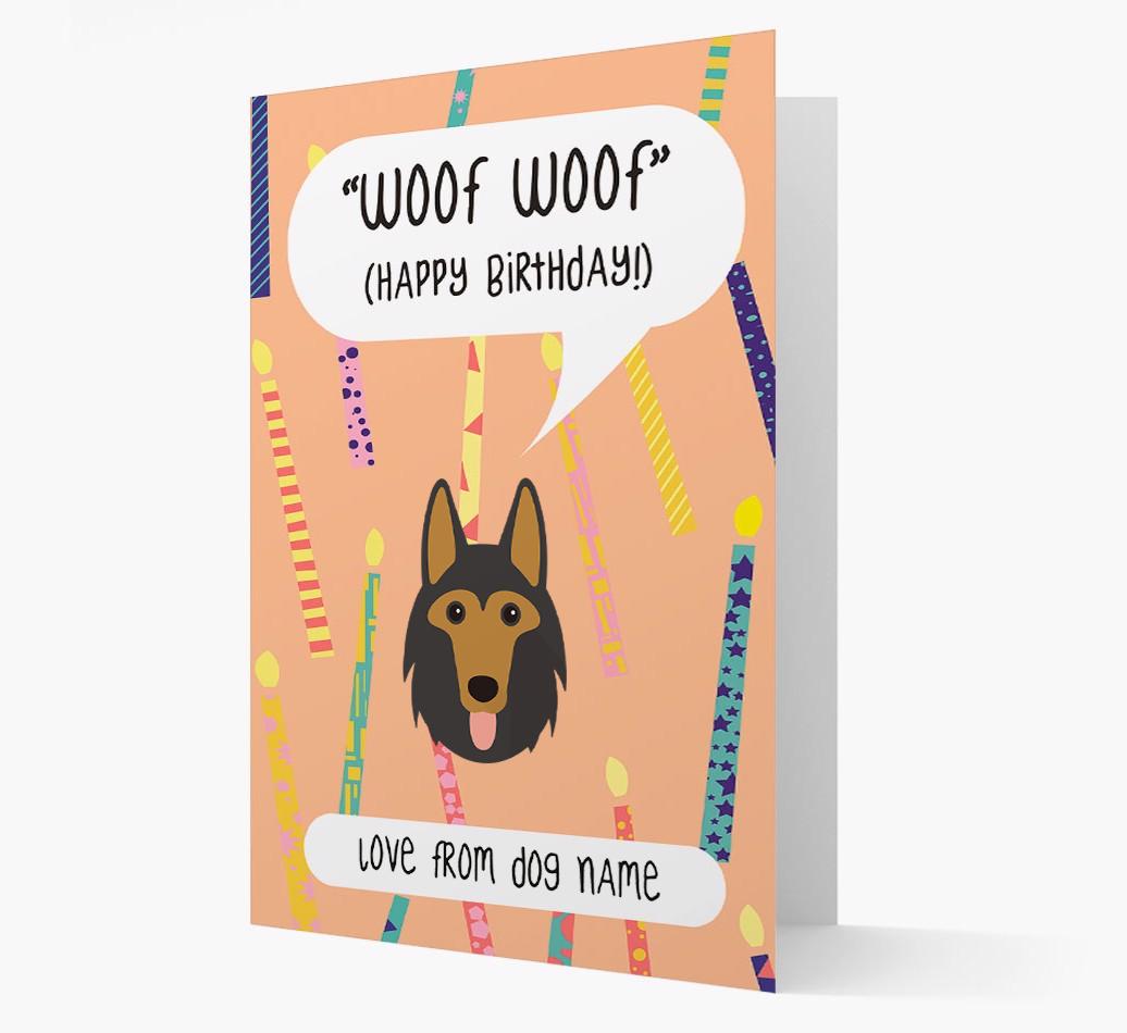 Personalized 'Woof Woof' Birthday Card with {breedFullName} Icon