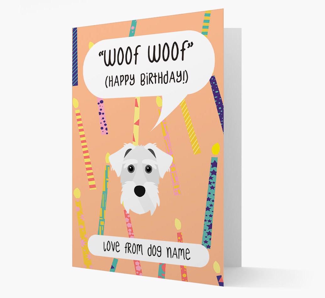 Personalized 'Woof Woof' Birthday Card with {breedFullName} Icon