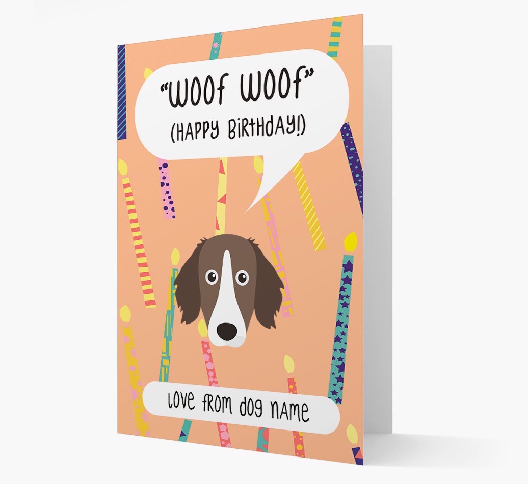 Personalized 'Woof Woof' Birthday Card with {breedFullName} Icon