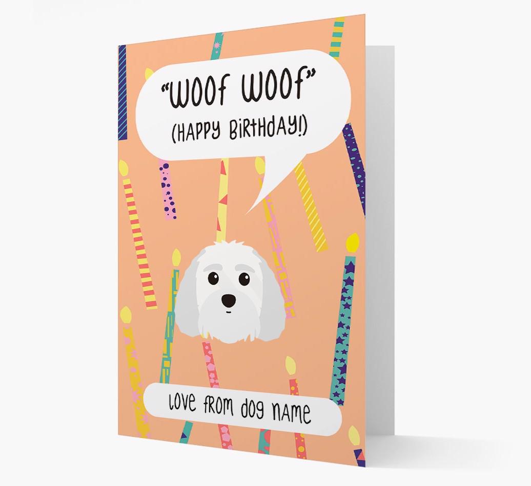 Personalized 'Woof Woof' Birthday Card with {breedFullName} Icon