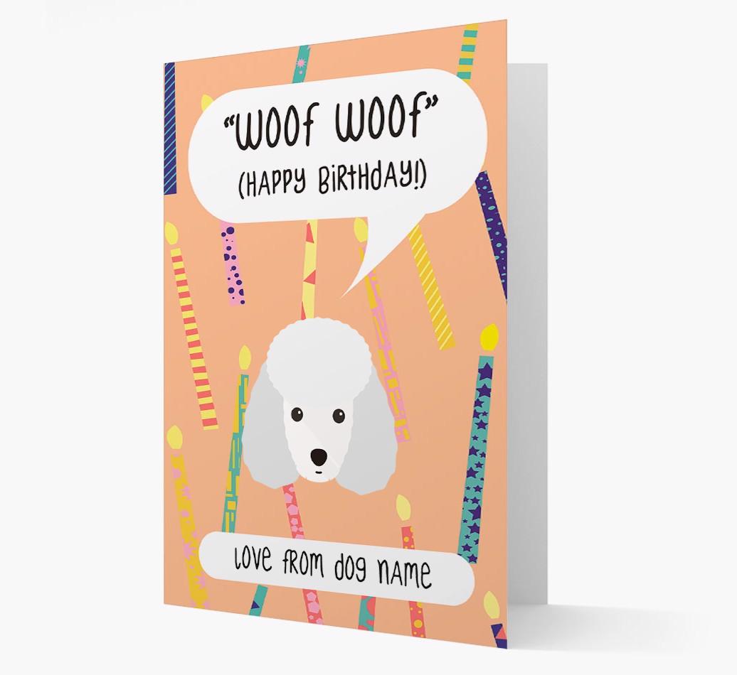 Personalized 'Woof Woof' Birthday Card with {breedFullName} Icon