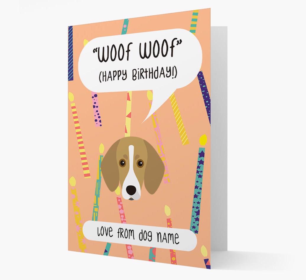 Personalized 'Woof Woof' Birthday Card with {breedFullName} Icon