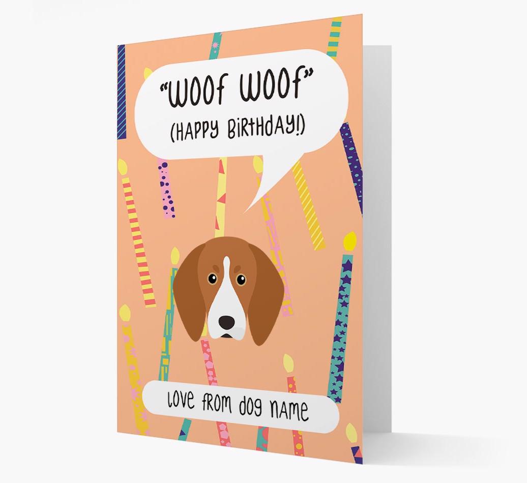 Personalized 'Woof Woof' Birthday Card with {breedFullName} Icon