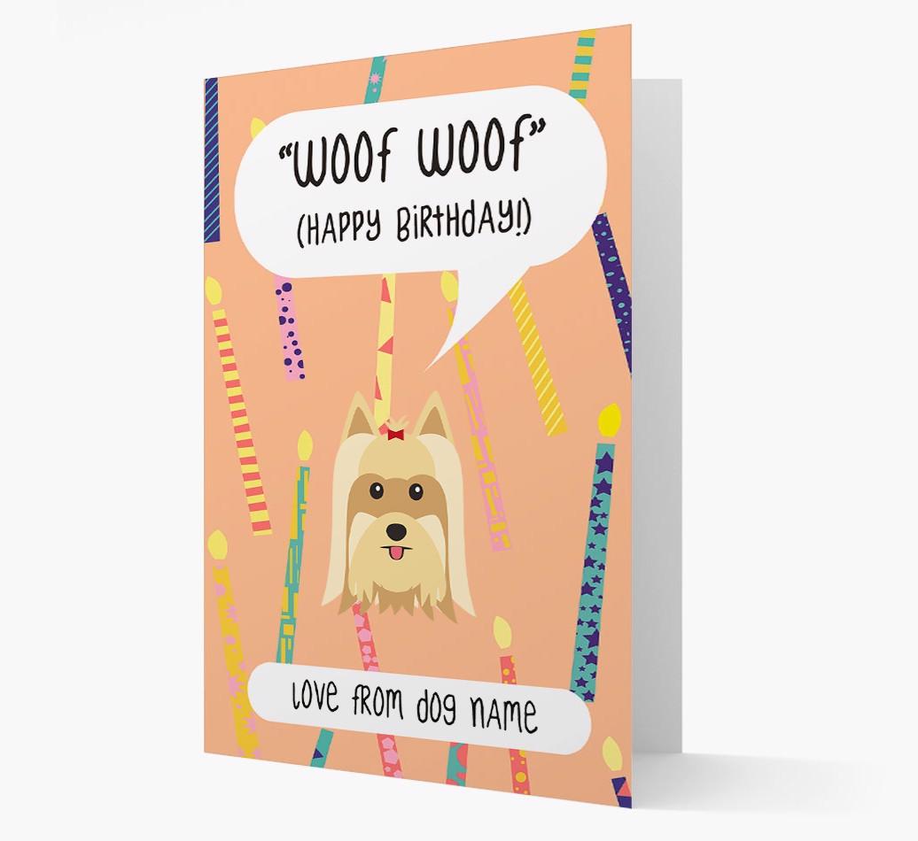 Personalised 'Woof Woof' Birthday Card with {breedFullName} Icon