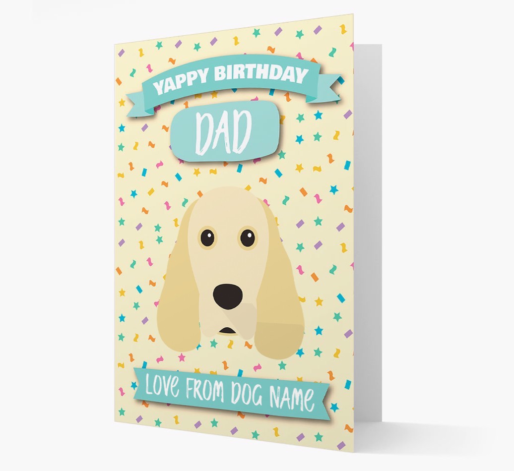 Personalised Card 'Yappy Birthday Dad' with {breedCommonName} Icon