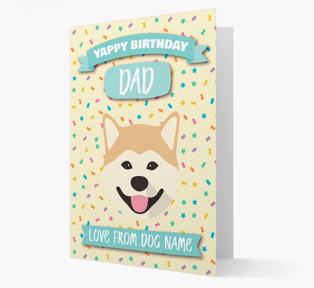 Personalised Card 'Yappy Birthday Dad' with {breedCommonName} Icon